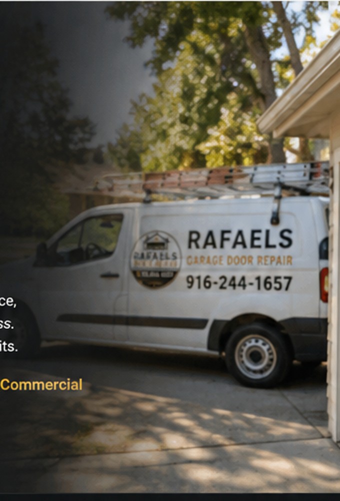 Illustrative garage door technician and service vehicle